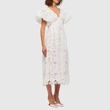 Bohemian Dress Slimming Lantern Sleeves Lace Hollow Dress