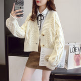 Women Knitted Cardigan Loose Leisure Short Sweater