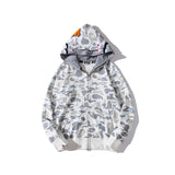 Bathing Ape Hoodie Luminous Starry Sky Two-Hat Cardigan Zipper Velvet Shark