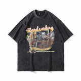 Men T-Shirt KOF Character Print Cartoon Oversize Distressed