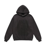 Men Fleece Lined Hoodie Autumn and Winter Hooded Sweater Male Letter Printed Long Sleeve Loose Pullover