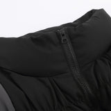 Men Cotton Mixed Jacket Coat Stitching Contrast Color Striped Bread Coat Men's Winter Cotton Dress Loose Zip Coat