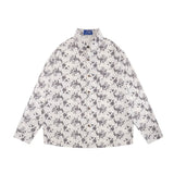 Men Long Sleeved T Shirt Spring and Autumn Floral Shirt Ins Loose Casual Long Sleeves Shirt