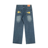 Men Jeans Smiling Face Print Loose