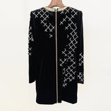 Women Haute Couture Dresses Sequined Diamonds Beaded Gold Velvet