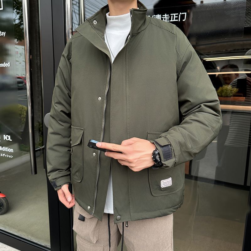 Men Cotton Coat Thickened Warm Stand-up Collar Cotton-Padded Coat Loose
