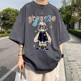 Men T Shirt Rabbit Print Summer Versatile Oversize