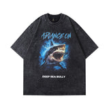 Men T-Shirt Vintage Cartoon Printed Distressed Short Sleeve T-shirt