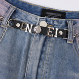 Men Jeans Inkjet Chain Accessories Loose