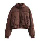Women Cotton Coat Cardigan Stand Collar Warm Casual Jacket