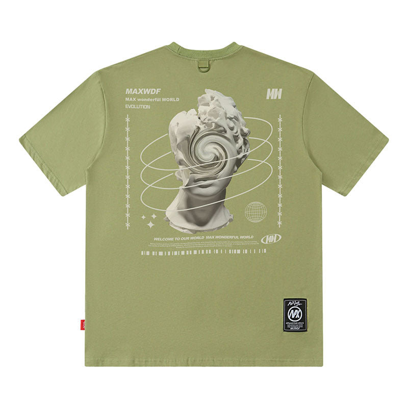 Men T-shirt Abstract Printing Retro Loose