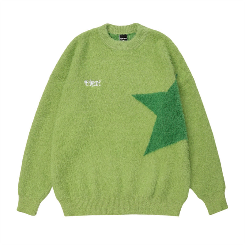Men Sweater Personality Five-Pointed Star Velvet Padded Sweater