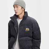 Unisex Coat Stand Collar Corduroy Thickened Couple