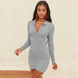 Women Dress Sexy Hot Girl Tight Pleated Dress