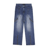 Men Jeans Punk Design Stitching Slit