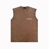 Purple Brand Distressed Tank T Shirts Distressed Sleeveless T-shirt Vest