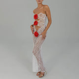 Women Dress Sexy Fashion Lace See-through Dress
