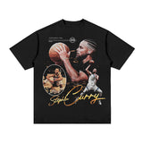 Stephen Curry Curry Short Sleeve Old NBA American Star Print