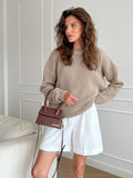 Women Work Business Casual Sweats Knitted Loose Solid Color Sweater