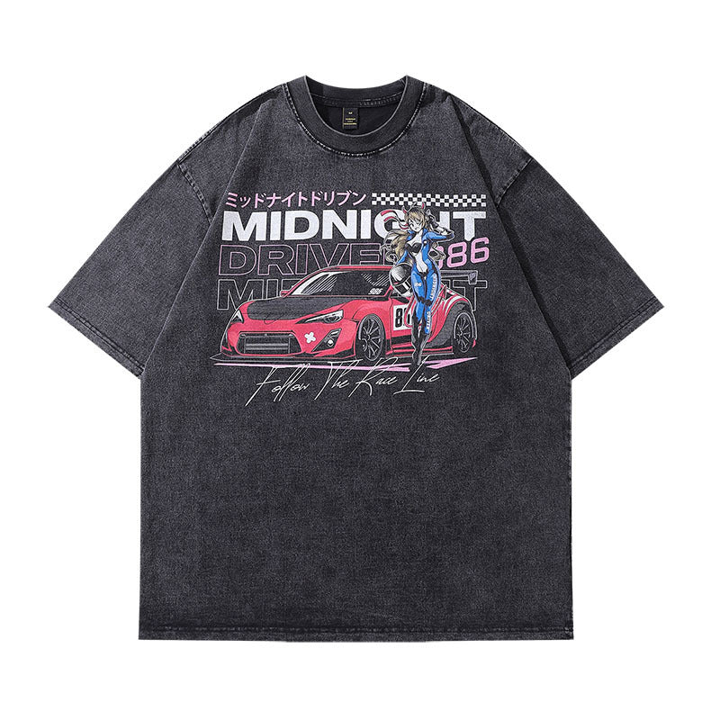 Men's T-Shirt Cartoon Vintage Print Oversize Heavy Distressed
