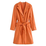 Women Trench Coat Mid-Length Leather Wind Coat Temperament Coat
