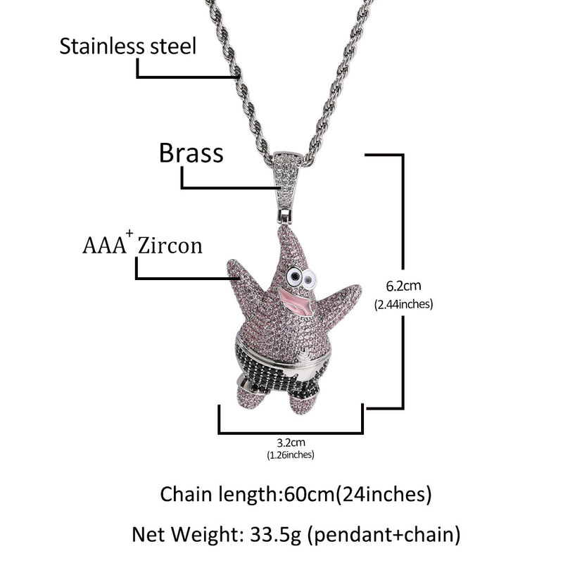 Jewelry Patrick Star Full Diamond Pendant Versatile Diamond Set Animal