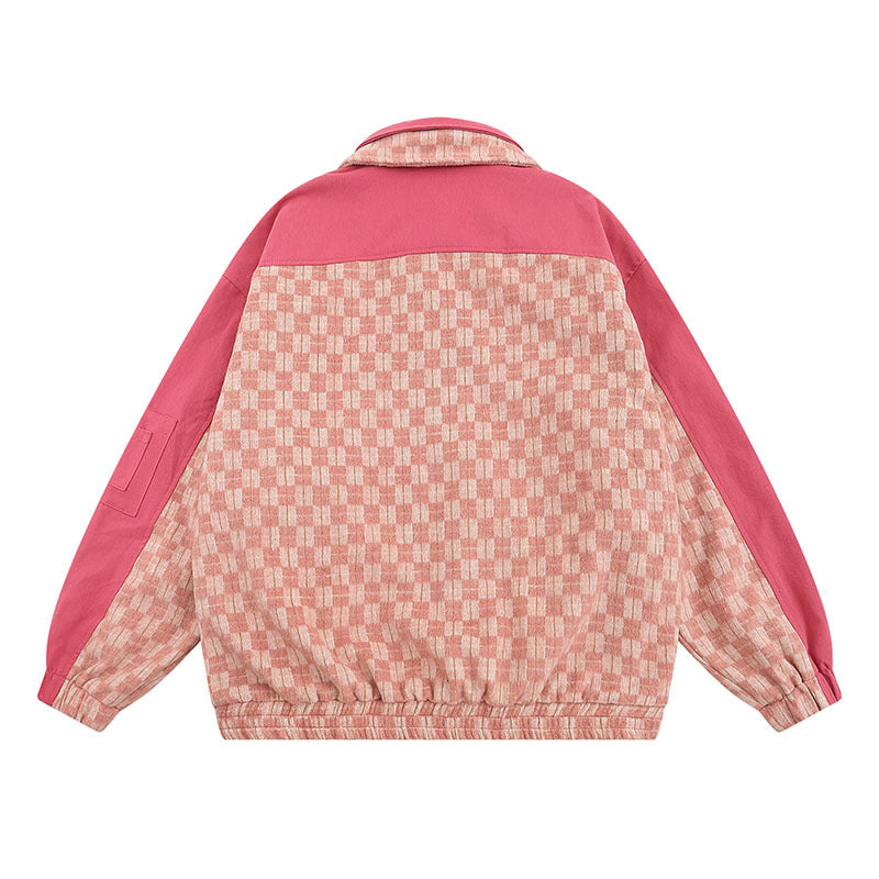 Women Jackets Stitching Lapel Couple Baseball Uniform