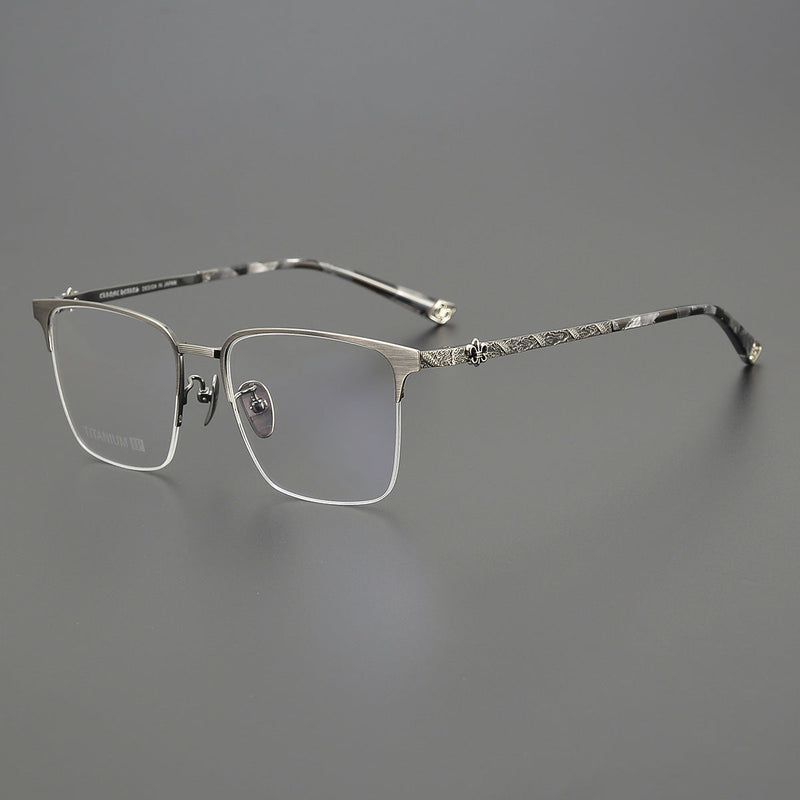 CHH Chrome Hearts Glasses fashion pure titanium dragon pattern carved half frame glasses