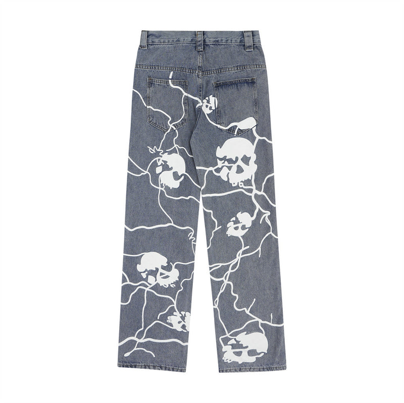 Men Jeans Skull Pattern