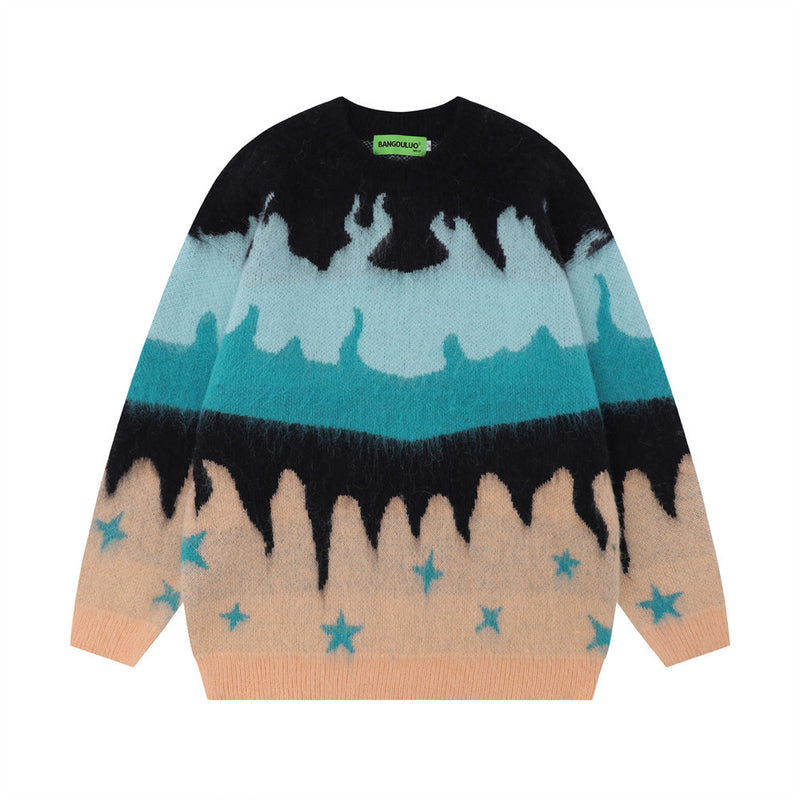 Men Sweater Color Matching Casual Personalized Sweater