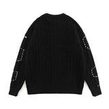 Women Sweater Contrast Color Letter Jacquard round Neck Sweater Sweater