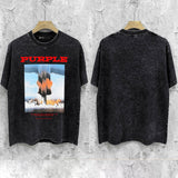 Purple Brand Distressed T Shirts Short Sleeve