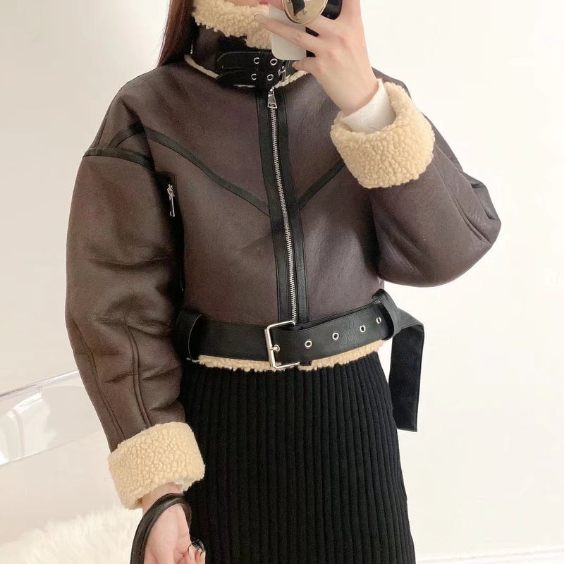 Women Cotton Coat Faux Lamb Fur Coat