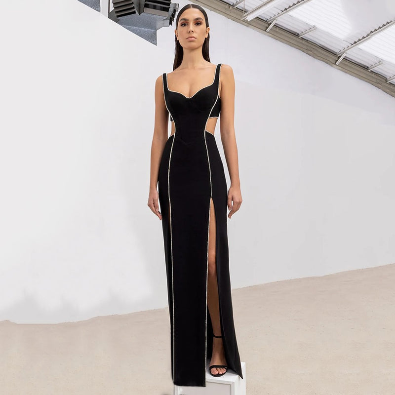 Women Dress Hollow-out Slit Stretch Dress