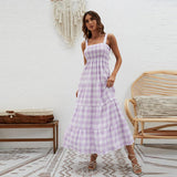 Women Dress Fashion Striped Spaghetti Straps Dress