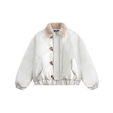 Unisex Coat Lamb Wool Cotton-Padded Jacket Thickened Padded Jacket PU Leather