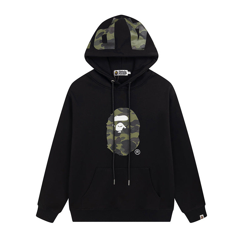 Aape Hoodie Men's Cartoon Pullover Velvet Padded Hooded Sweatshirt