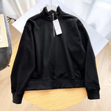 Women Hoodie Versatile Thin Half Zipper