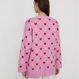 Women Work Business Casual Sweats Jacquard Knitted Cardigan Sweater