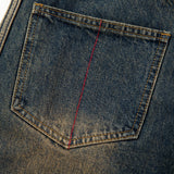 Men Jeans Side Stripes Distressed Loose