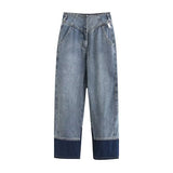 Women Jeans Loose Stitching