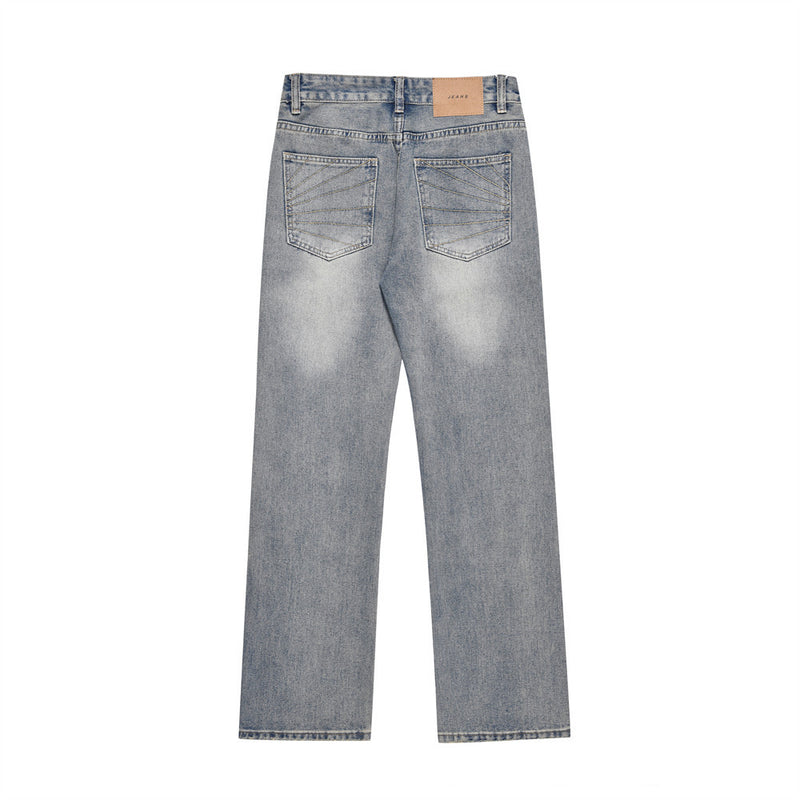 Men Jeans Vintage Embroidery Loose Personality