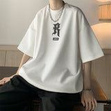 Men T Shirt Deerskin Velvet Summer Retro Loose All-Match Casual