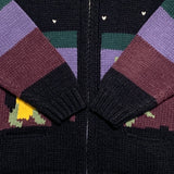 Kapital Sweater Vintage Cartoon Zipper Knitted Cardigan Color Matching Casual Style Loose Turtle Coat