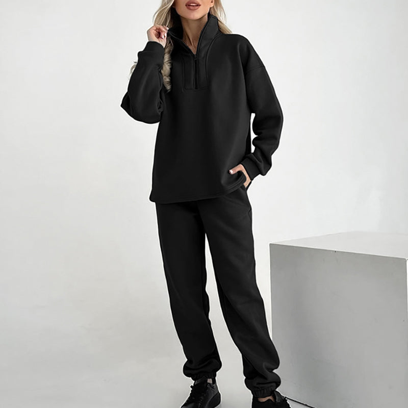 Women Co-Ords Autumn and Winter Stand Collar Sweater Leisure Sports