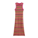 Women Dresses Summer Elegance Striped Knitted Dress