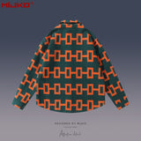 MIJKO Mens Jacket Geometric Striped Jacket