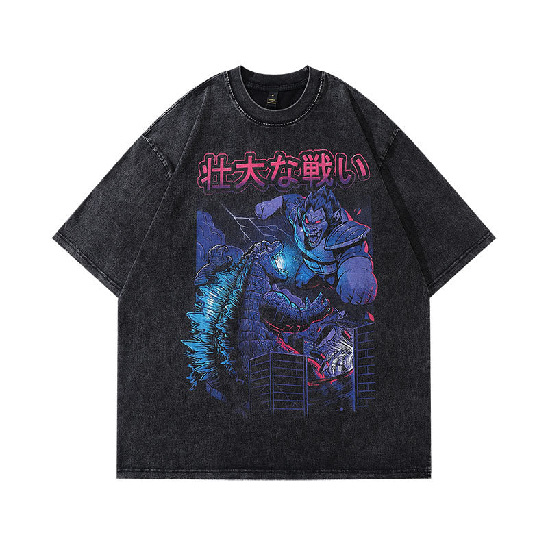 Men T-Shirt Oversize Distressed Cartoon Print