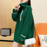 Women Pullover Sweater Loose Zip Thickened Knitting Sweater