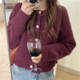 Women Knitted Cardigan Short Retro Loose Knitted Cardigan